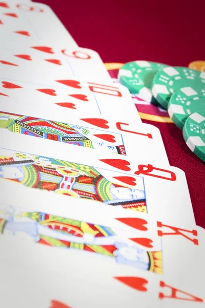 Spred cards and chips — Stock Photo, Image