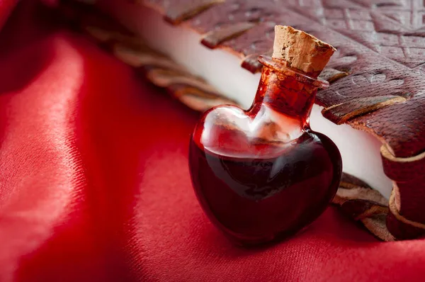 Love Potion Leaning Book Magic Spells Valentine Day — Stock Photo, Image