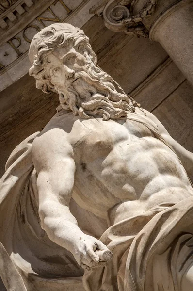 Fechar Neptuno Fonte Trevi Roma Itália — Fotografia de Stock