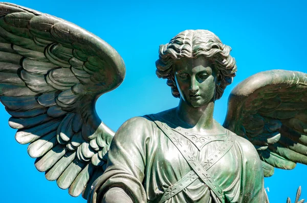 Angel Water Статуя Вершине Фонтана Bethesda Fountain Центральном Парке Центре — стоковое фото