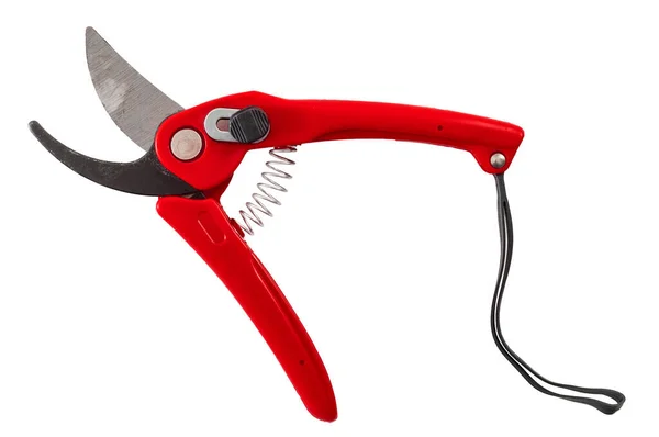 Red Pruning Shears Garden Secateurs Hand Pruners Garden Tools Used — стоковое фото