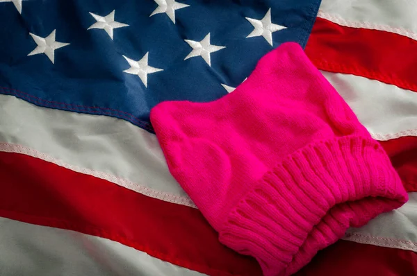 Pussyhat Símbolo Apoyo Solidaridad Abogando Por Legislación Las Políticas Relacionadas — Foto de Stock