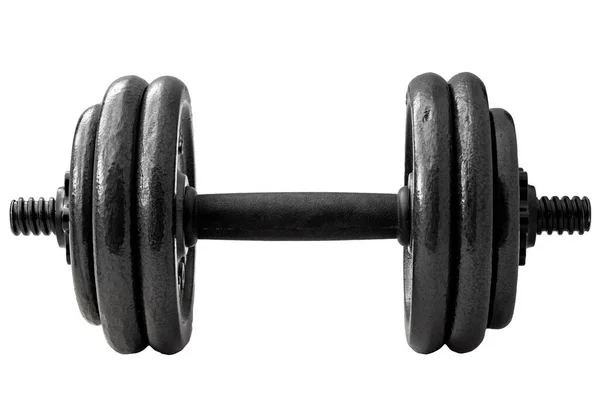 Heavy Steel Dumbbell Isolate White Background Clipping Path Cut Out — Stock Photo, Image