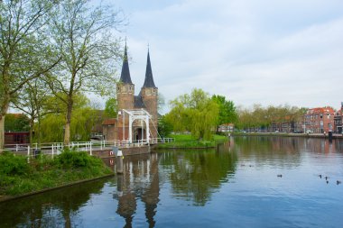 Klasik görünüm üzerinde eski delft, Hollanda