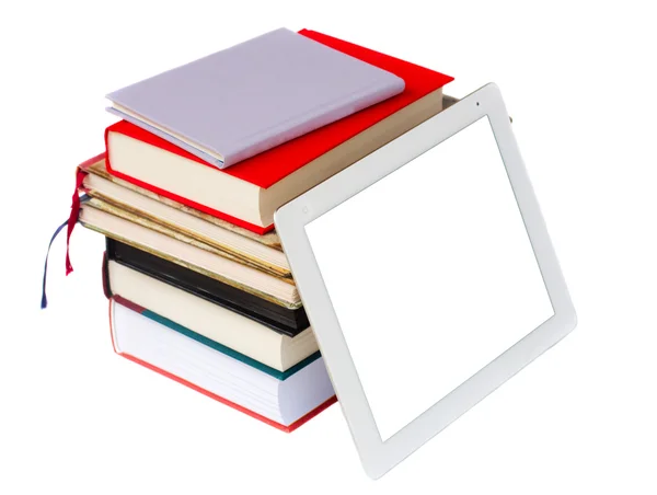 Stapel boeken met moderne tablet pc — Stockfoto