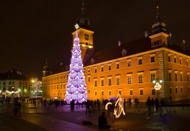 Castle square vasıl gece, Varşova, Polonya