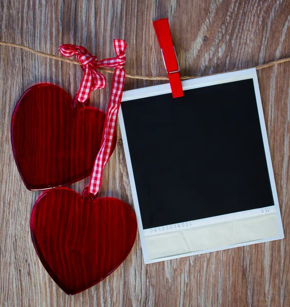 anında fotoğraf ve iki kalp