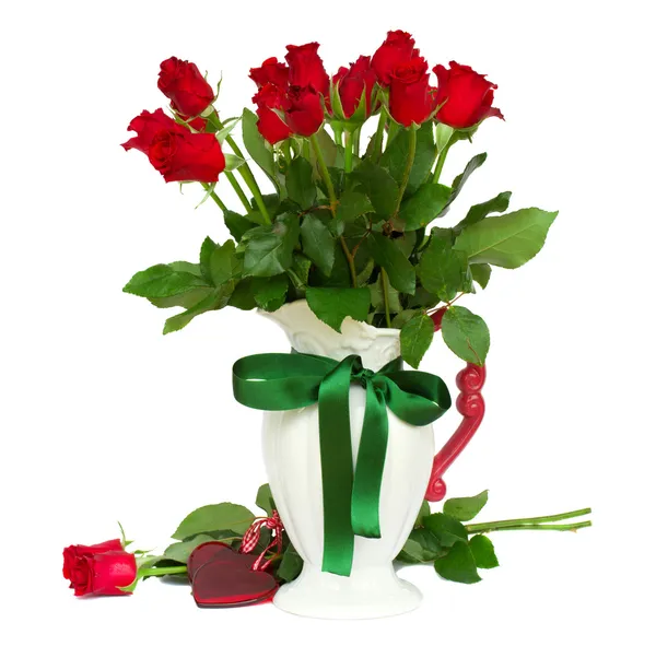 Rose rosse in vaso — Foto Stock