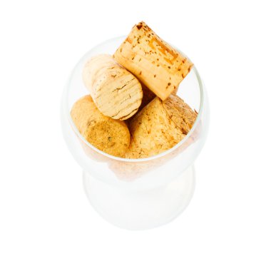 boş bardak şarap mantarlar ile