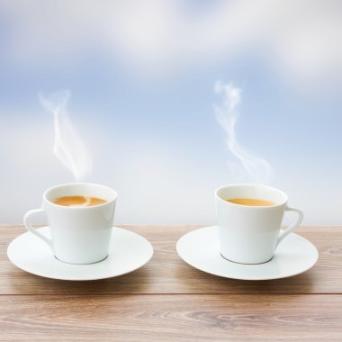 Two cup of coffee outdoors
