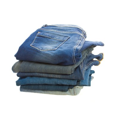 Mavi jeans yığını
