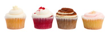 satır üzerinde beyaz cupcakes