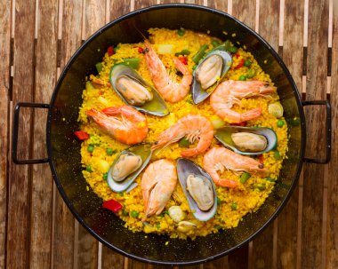 Seafood Paella -traditional spanish dish clipart
