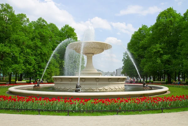 Brunnen im Park, Warschau, Polen — Stockfoto