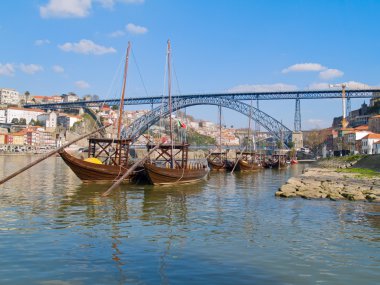 Traditional port wine boats, Porto, Portugal clipart
