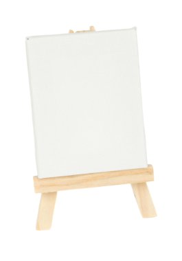 Boş beyaz canvas ile ahşap şövale