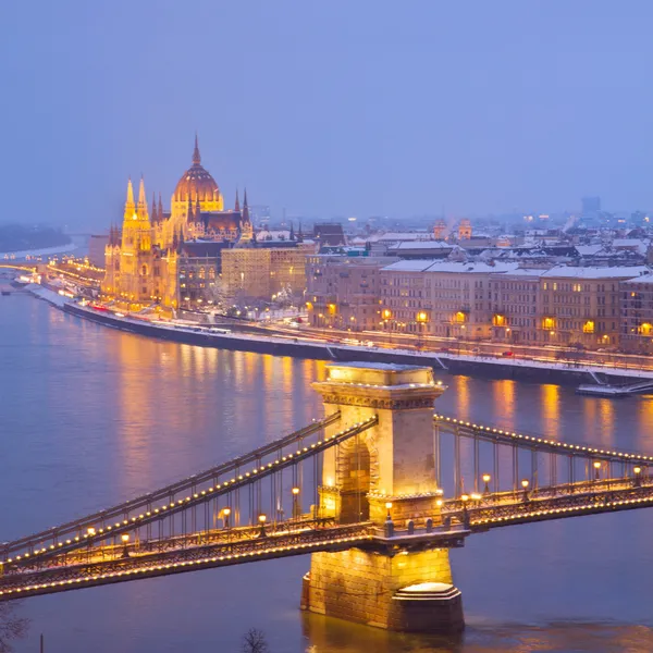 Panorama Budapešti v noci — Stock fotografie