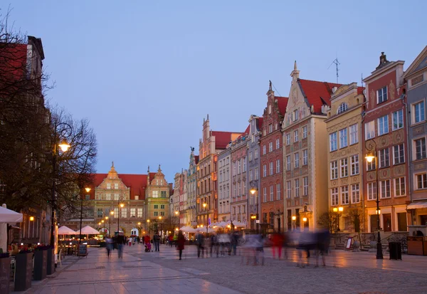 Dluga Straße bei Nacht, Danzig — Stockfoto