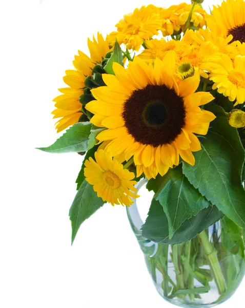 Marigold and sunflowers bouquet — Stock Photo, Image
