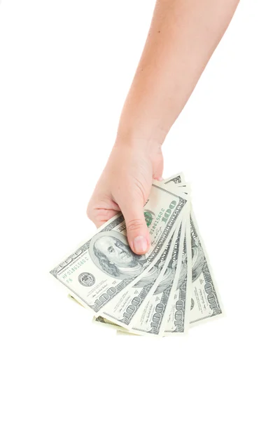 Hand giving dollars — Stock Photo, Image