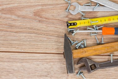 araçları seti ahşap plakalar sınırında