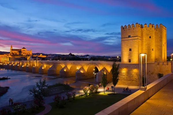 Ribera del río Córdoba por la noche, España — Foto de Stock