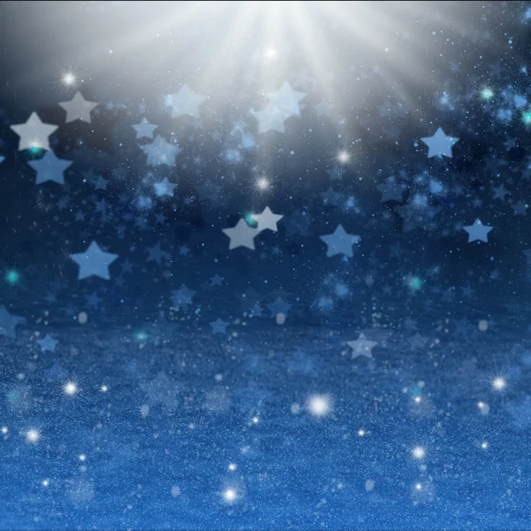 Noite de Natal fundo com estrelas e neve — Fotografia de Stock