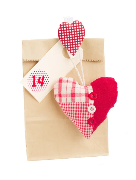 Sac en papier pour la Saint Valentin 14 avec coeur — Photo