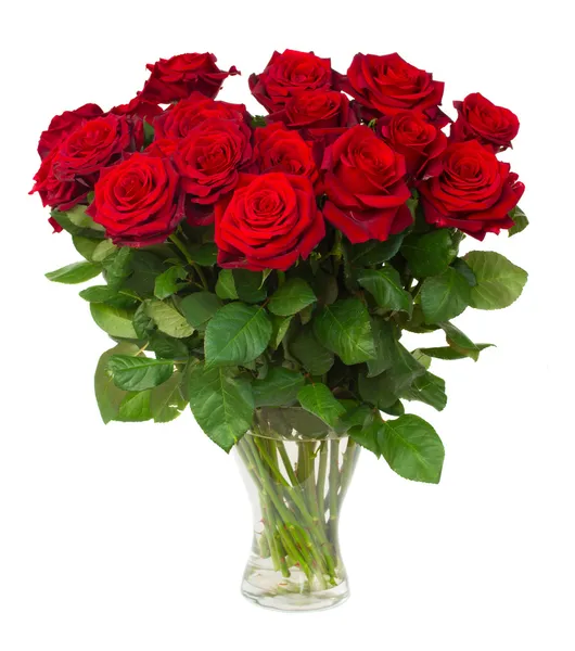 Bouquet di rose rosse scure fiorite in vaso — Foto Stock