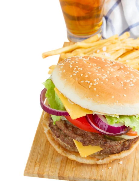 Burger with beer — Stock Photo, Image