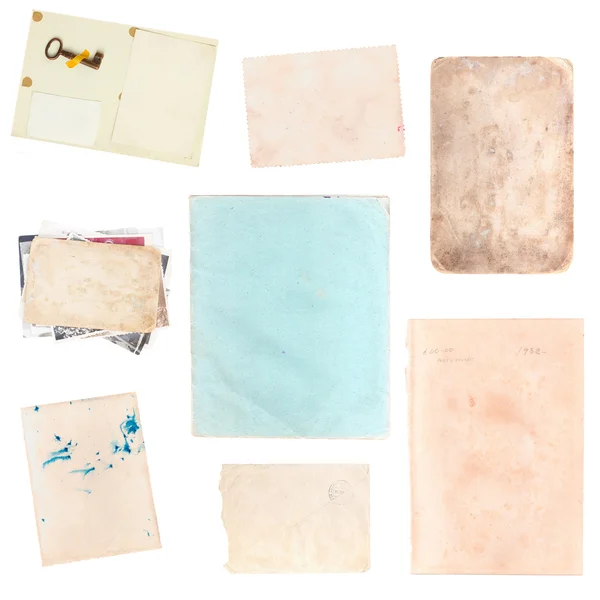 Set of various old paper sheets and pictures — Stock Photo, Image