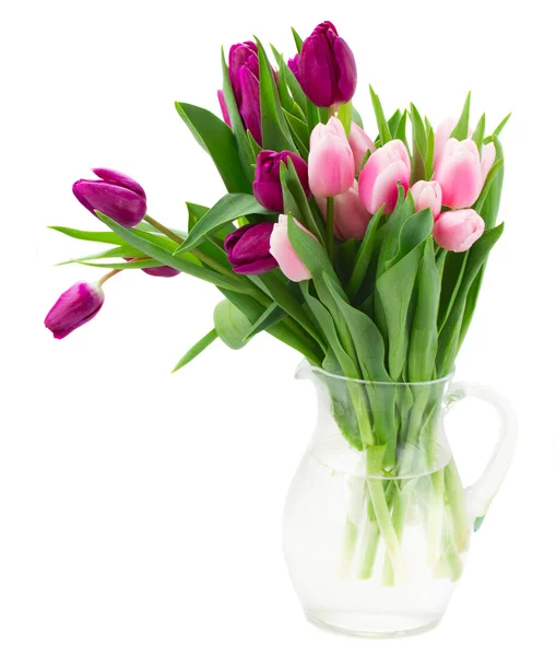 Roze en violet tulpen boeket — Stockfoto