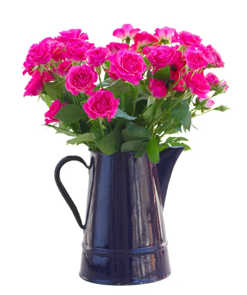 Bouquet di rose rosa fiorite in vaso — Foto Stock