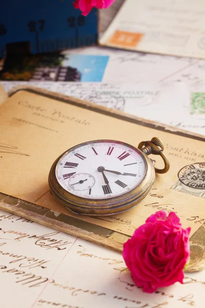 Old mail  with  old clock Stock Picture