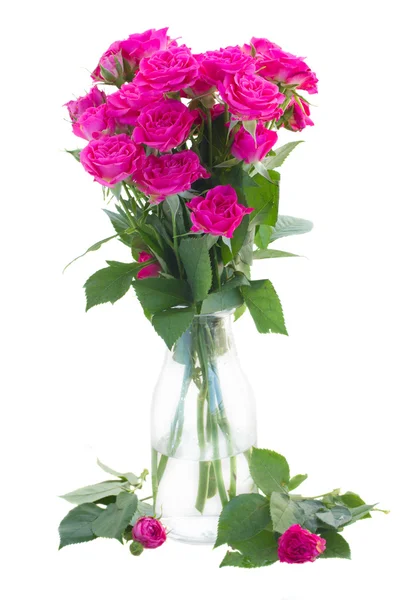 铭文的一朵朵粉红色玫瑰插在花瓶里 — 图库照片