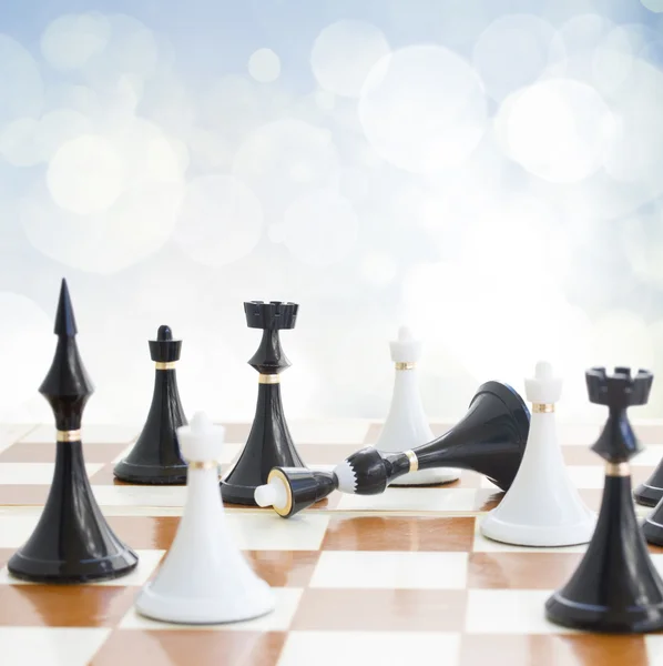 Checkmate white defeats black  king — Stock Photo, Image