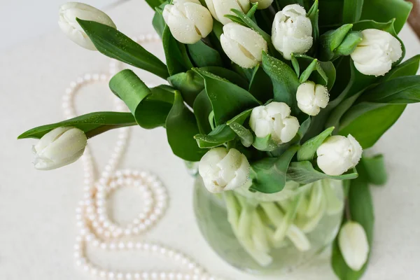 Аромат свежих белых тюльпанов — стоковое фото