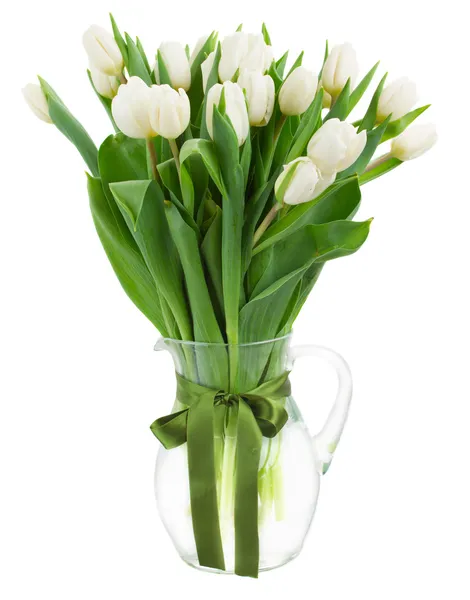 Boeket van witte tulpen in de vaas — Stockfoto