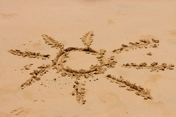 Sign of sun on sand — Stock Photo, Image