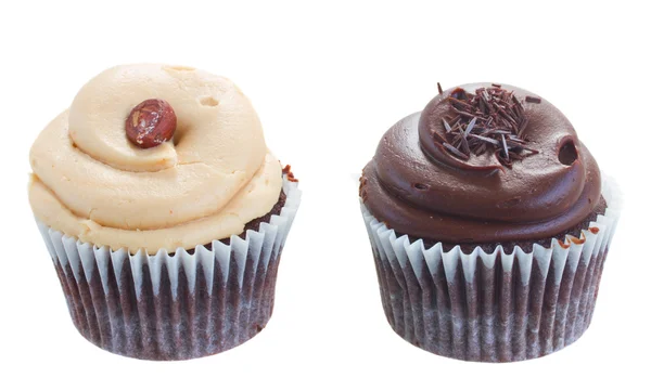 Two cupcakes chocolate and nut — Stock Photo, Image