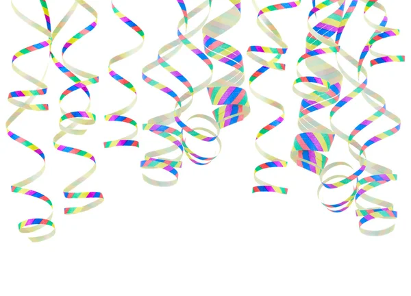 Multicolored curling stream paper strands — Stock Photo, Image