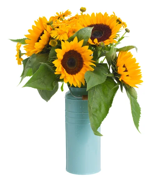 Букет з соняшників і квітів чорнобривців — стокове фото