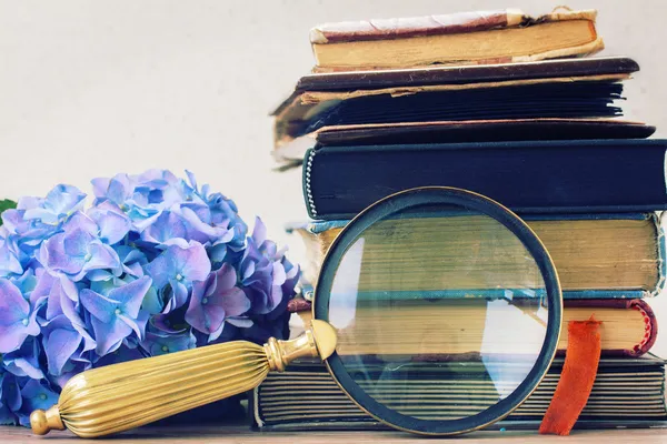 Old books with flowers — Stock Photo, Image