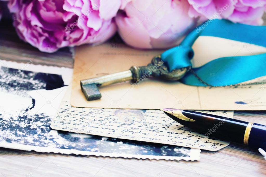 quill pen and antique letters