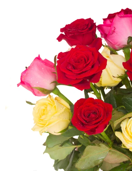 Μπουκέτο με φρέσκα πολύχρωμα τριαντάφυλλα — Φωτογραφία Αρχείου