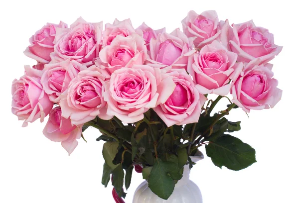 新鲜的粉红玫瑰花束关闭 — 图库照片