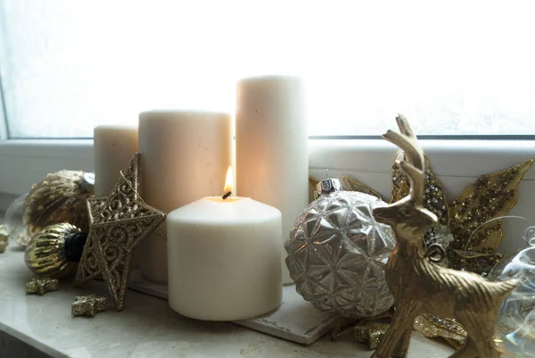 Burning advent candles — Stock Photo, Image