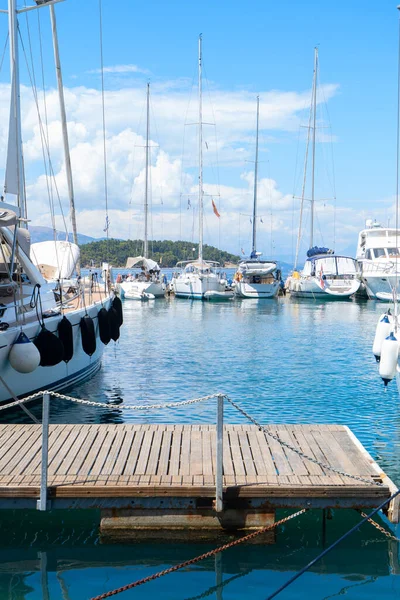 Ionian Sea Corfu Island Smal Port Old Fortress Greece Summer — Stock Photo, Image