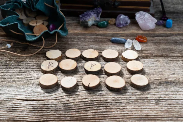 Handmade runes for fortunetelling — Stock Photo, Image