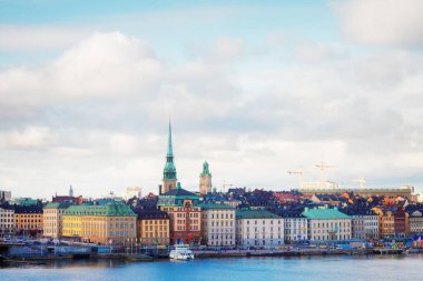 Stockholm, İsveç 'teki eski kasaba Gamla Stan' in ufuk çizgisi